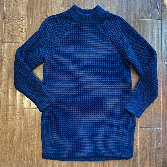 Everlane Navy Blue Waffle Knit Sweater Tunic Sz S - Picture 2 of 11